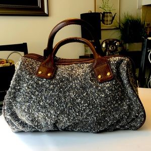 deux lux Purse has the look of tweed or corduroy, a warm look purse.